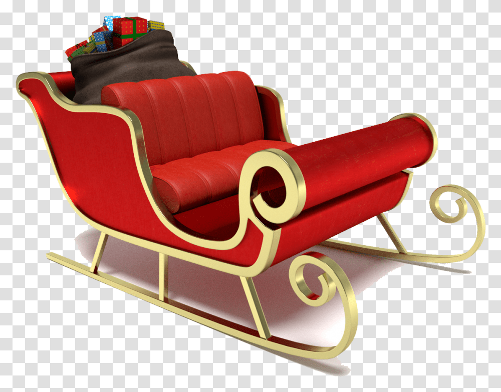 Santa Sleigh Sleigh Santa, Furniture, Couch, Armchair Transparent Png