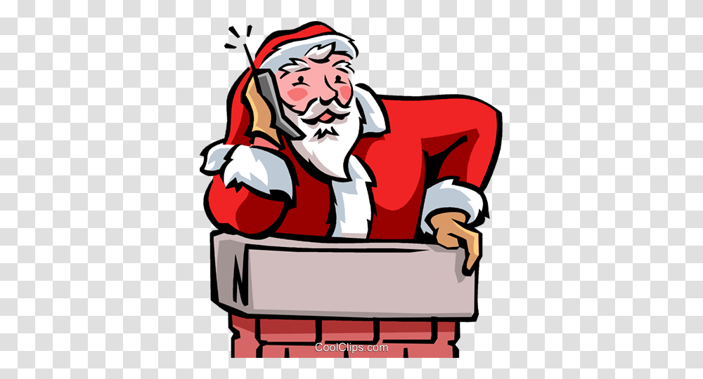 Santa Talking On Phone Royalty Free Vector Clip Art Illustration, Performer, Crowd, Judge, Funeral Transparent Png