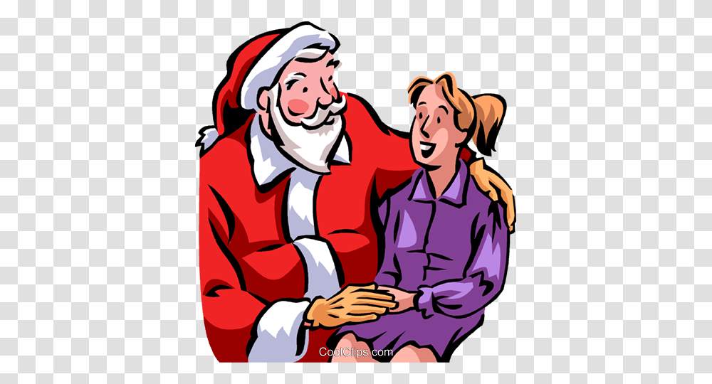 Santa Talking With A Young Woman Royalty Free Vector Clip Art, Family, Crowd, Book, Comics Transparent Png