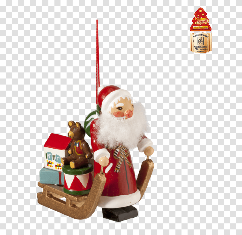 Santa With Sleigh Kthe Wohlfahrt Weihnachtsmann Schlitten, Figurine, Toy, Snowman, Winter Transparent Png