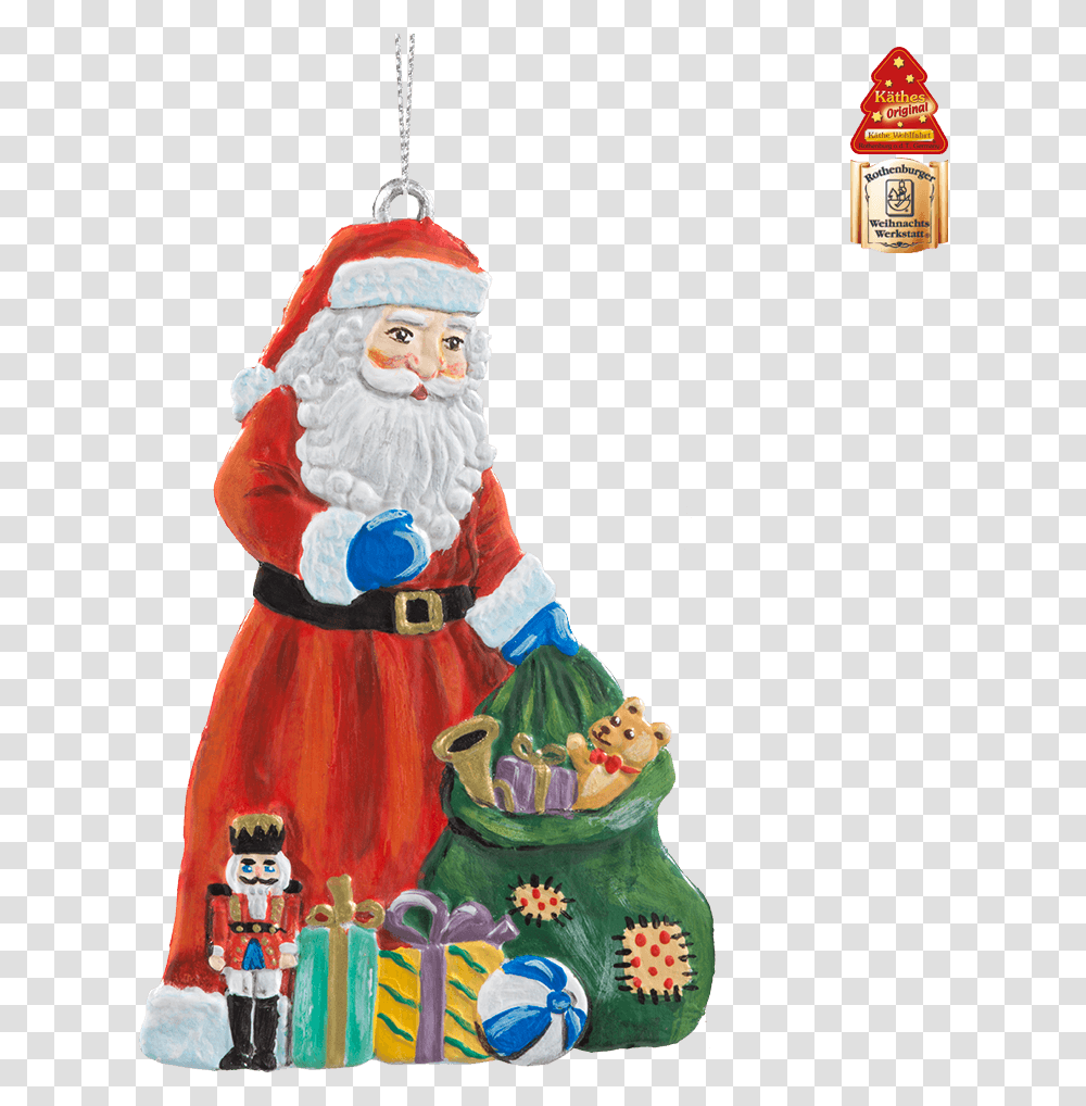 Santa With Toys Christmas Ornament, Snowman, Outdoors, Nature, Figurine Transparent Png