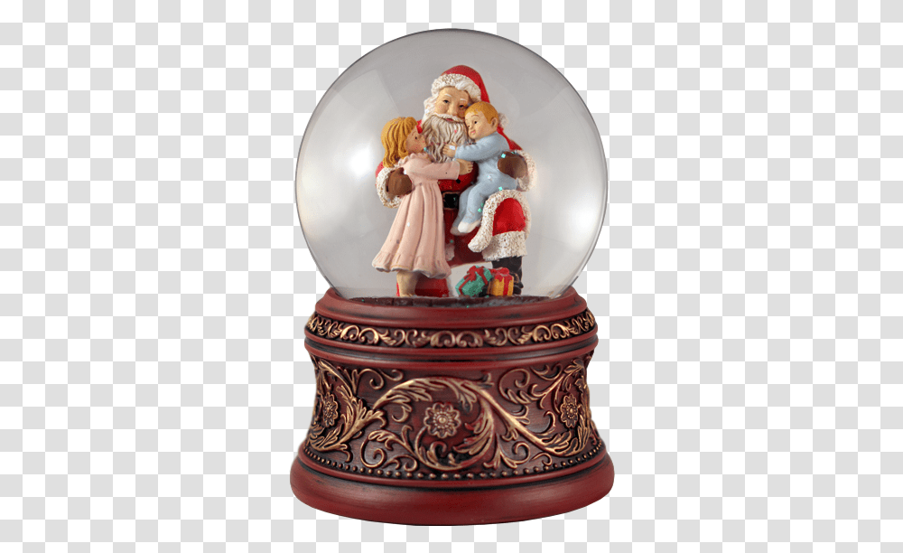Santa Wkids Water GlobeClass Snow Globe, Figurine, Birthday Cake, Dessert, Food Transparent Png