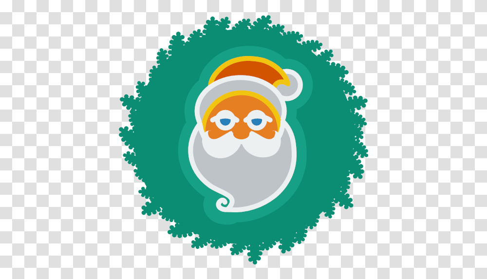 Santa Wreath Xmas Icon Christmas Wreath, Poster, Sphere, Face, Graphics Transparent Png