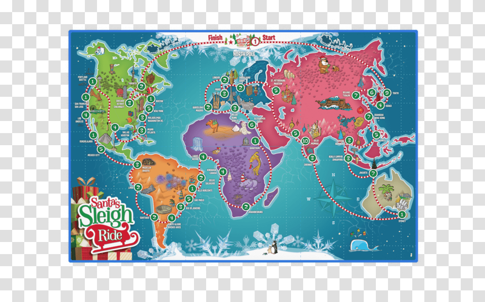 Santa's Sleigh Ride By Ralph Disylvestro, Map, Diagram, Plot, Atlas Transparent Png