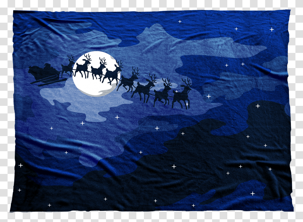 Santaquots Sleigh Flying Against A Blue Night Sky Herd, Outdoors, Batman, Water, Ice Transparent Png