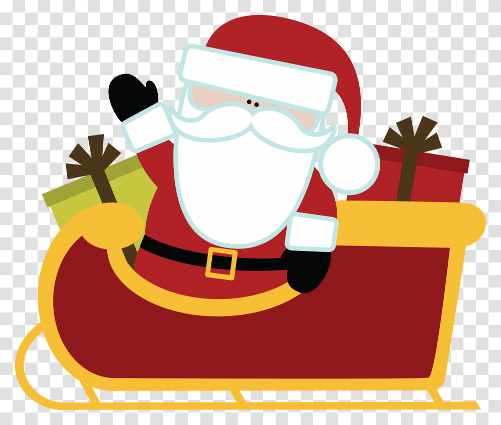 Santas Sleigh Clipart Christmas Santa With Sleigh Clipart, Bag Transparent Png
