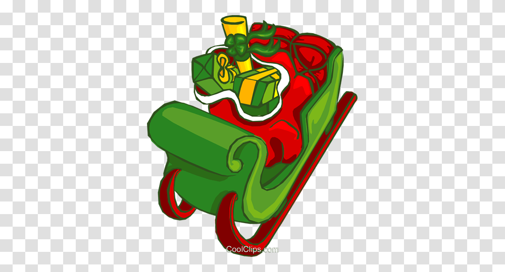 Santas Sleigh Royalty Free Vector Clip Art Illustration, Green, Birthday Cake, Food Transparent Png