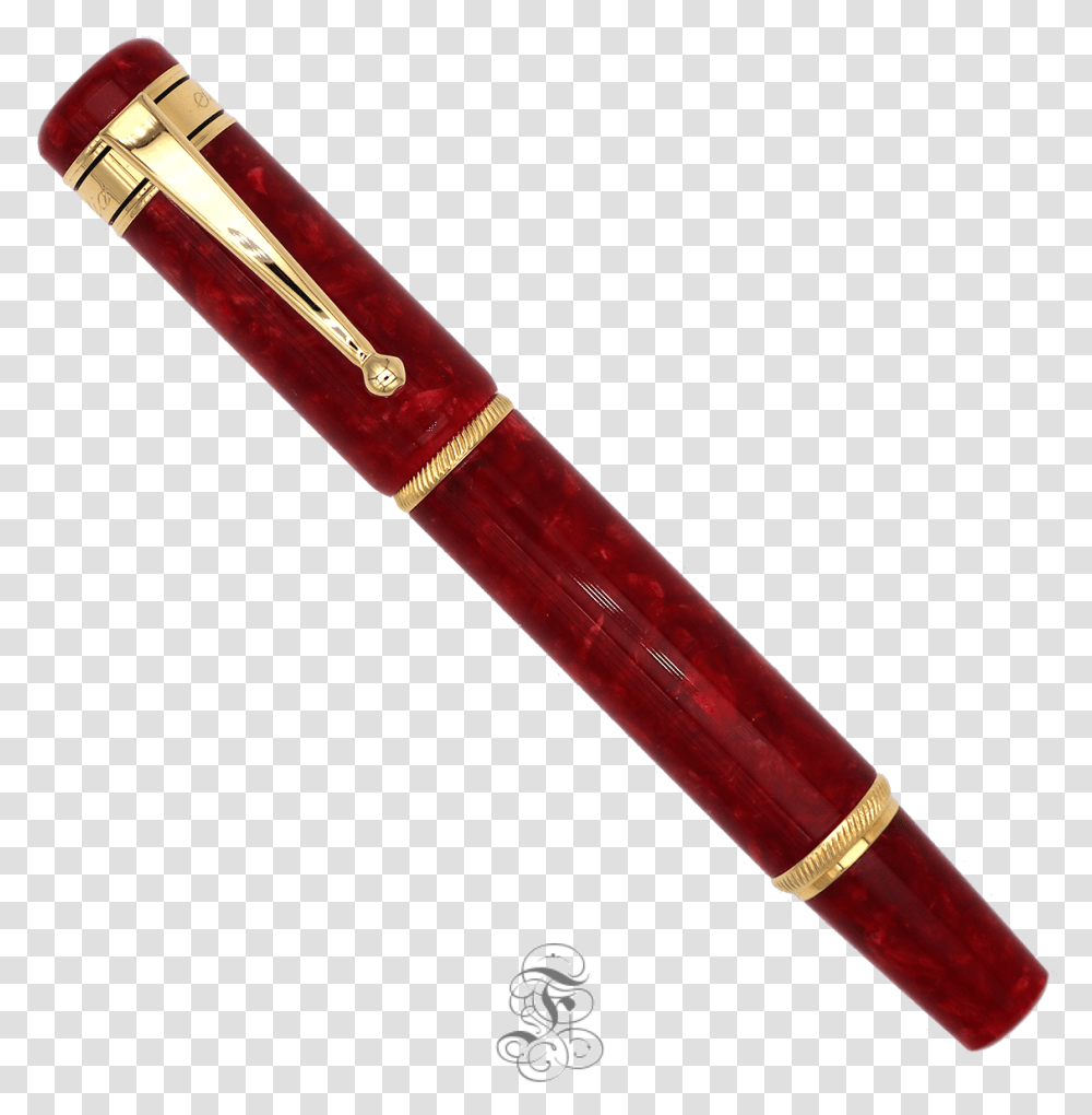 Santini Toscana Red Resin With Gold Brass, Pen, Fountain Pen Transparent Png