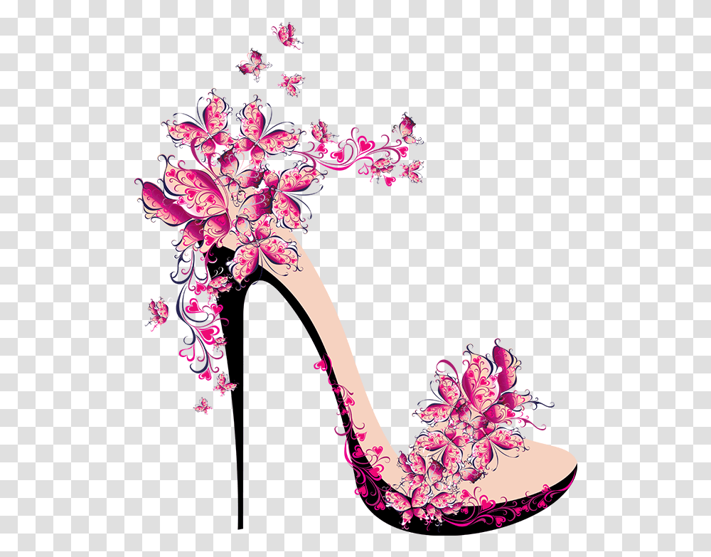 Sapato Com Borboletas Simbolo De La Feminidad, Floral Design, Pattern Transparent Png