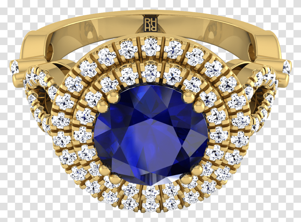 Sapphire Round Center With Diamond Double Halo Engagement Diamond, Accessories, Accessory, Gemstone, Jewelry Transparent Png