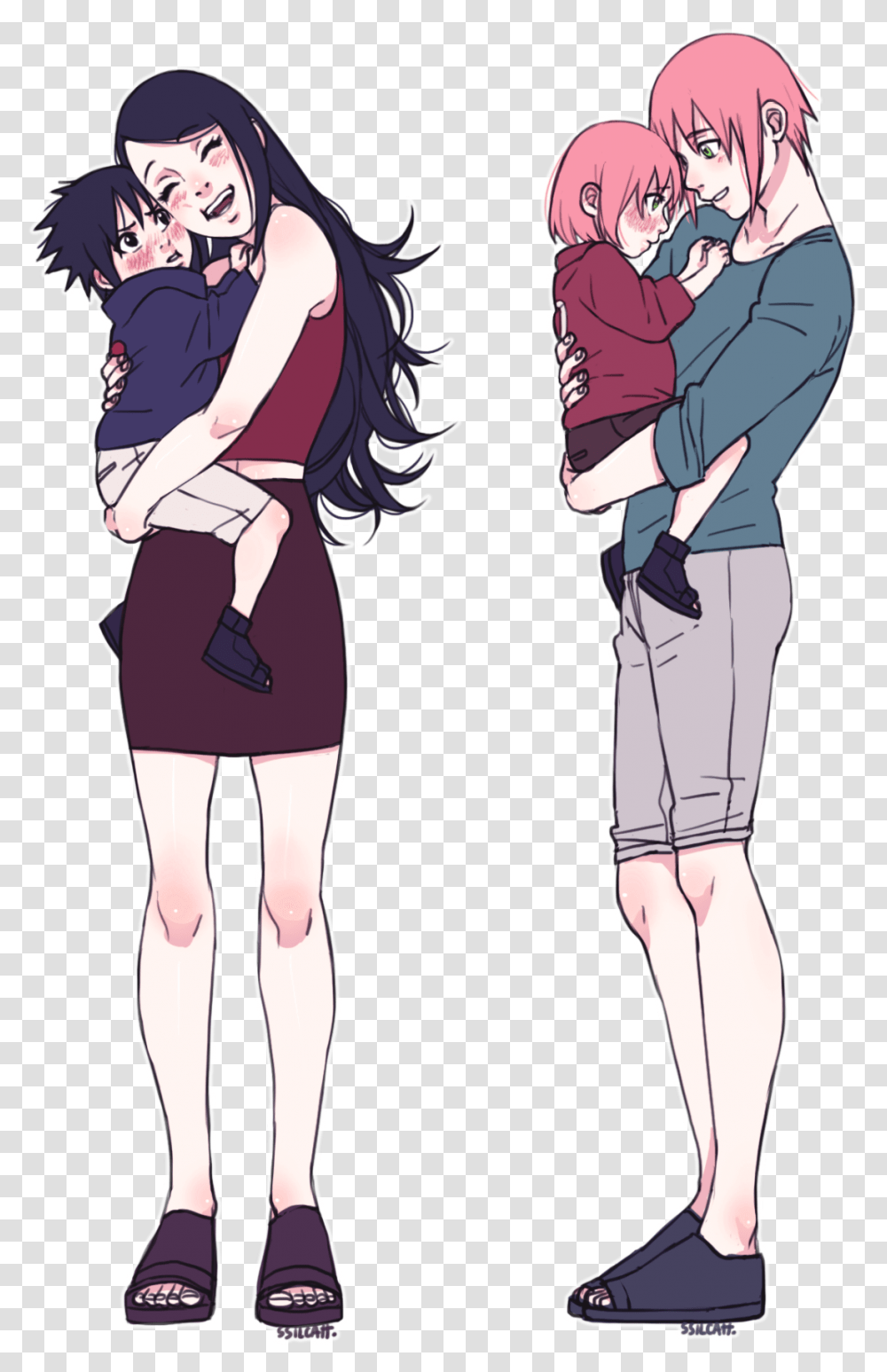 Sarada And Small Sasuke, Comics, Book, Manga, Person Transparent Png