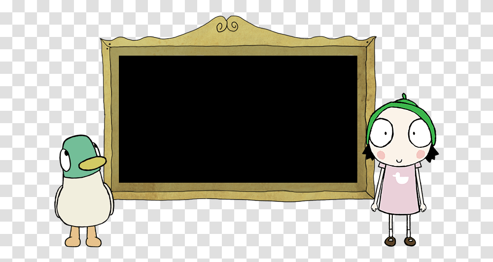 Sarah Amp Duck At Blackboard Cartoon, Ivory, Bronze, Scroll Transparent Png