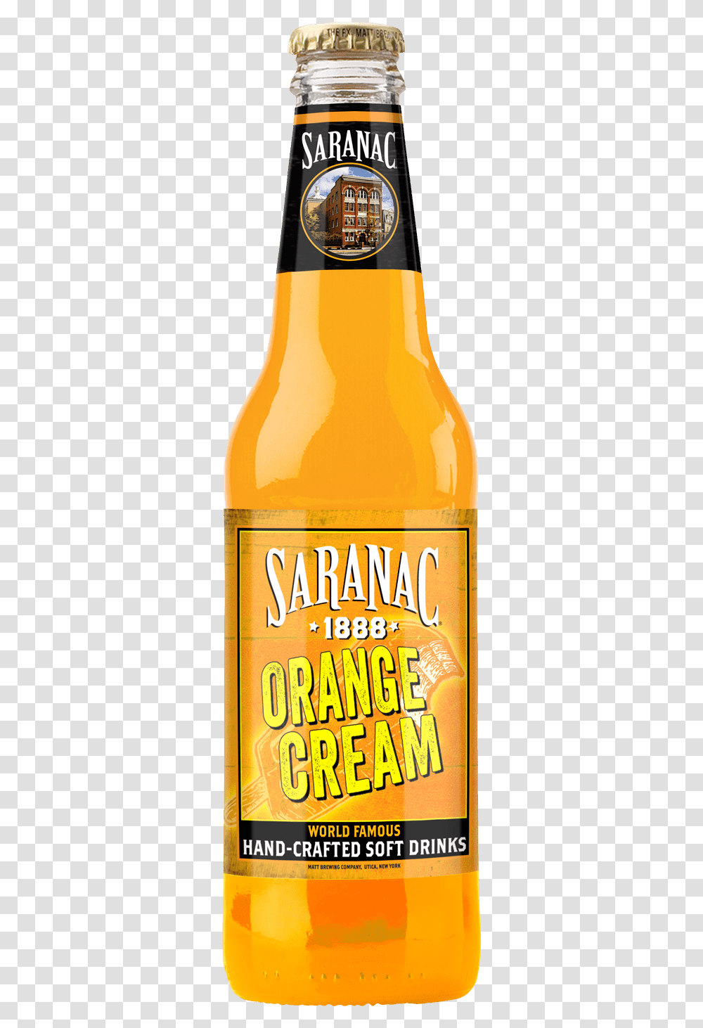 Saranac 1888 Orange Cream Soda Bottle Saranac Orange Cream, Beer, Alcohol, Beverage, Drink Transparent Png