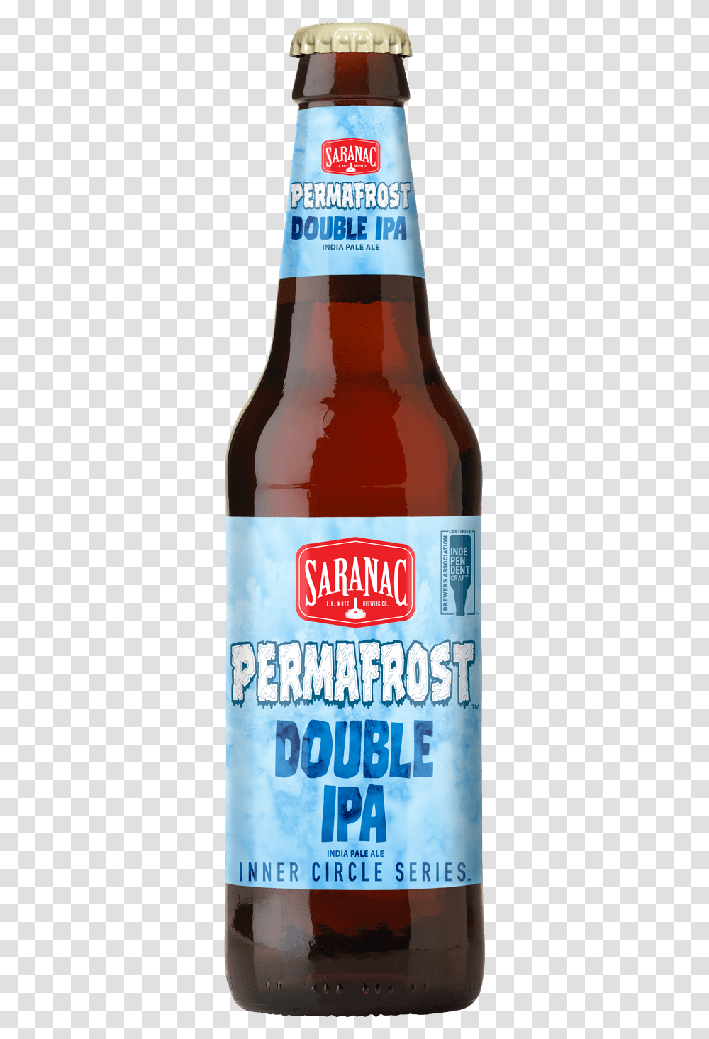 Saranac Permafrost Ipa Bottle Glass Bottle, Beer, Alcohol, Beverage, Drink Transparent Png