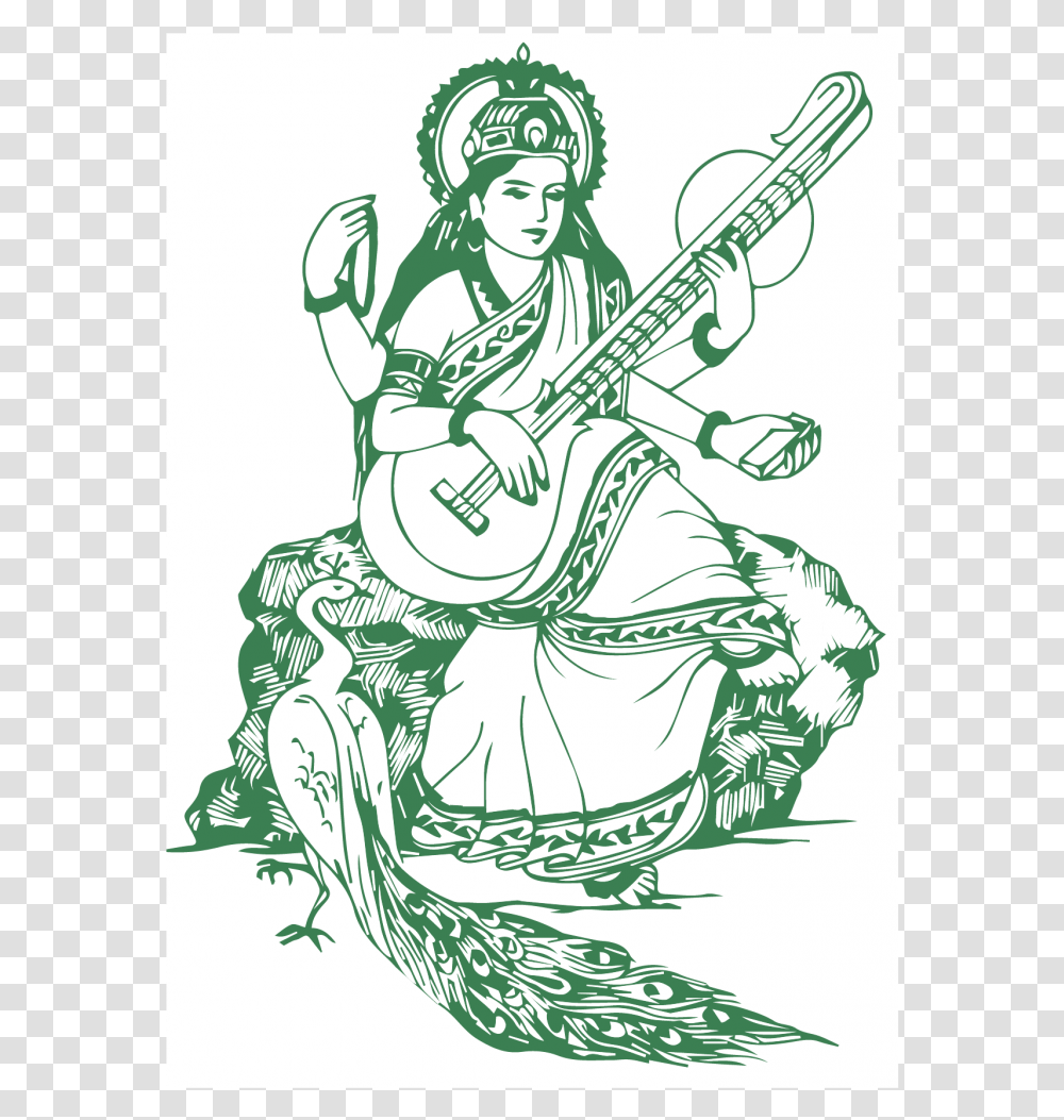 Saraswati Black And White, Leisure Activities, Guitar, Musical Instrument, Person Transparent Png