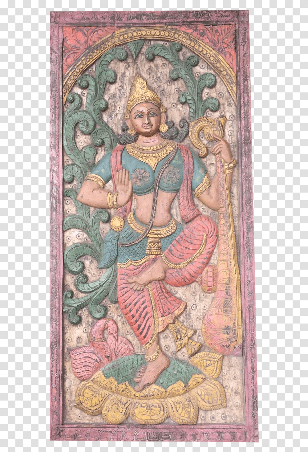 Saraswati Drawing Goddess, Person, Worship, Painting Transparent Png