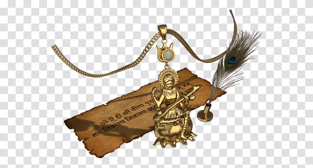 Saraswati Gold Pendant, Necklace, Jewelry, Accessories, Accessory Transparent Png