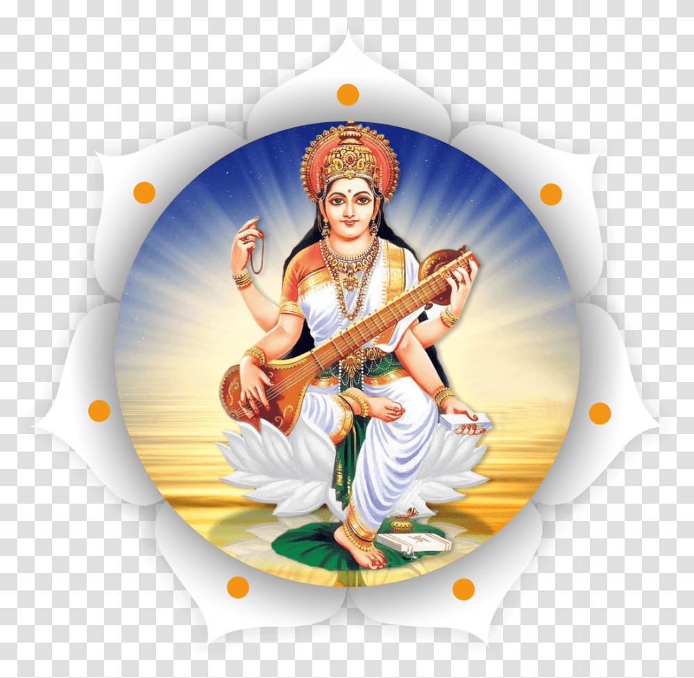 Saraswati Image Saraswati Ji Images, Guitar, Person, Porcelain Transparent Png