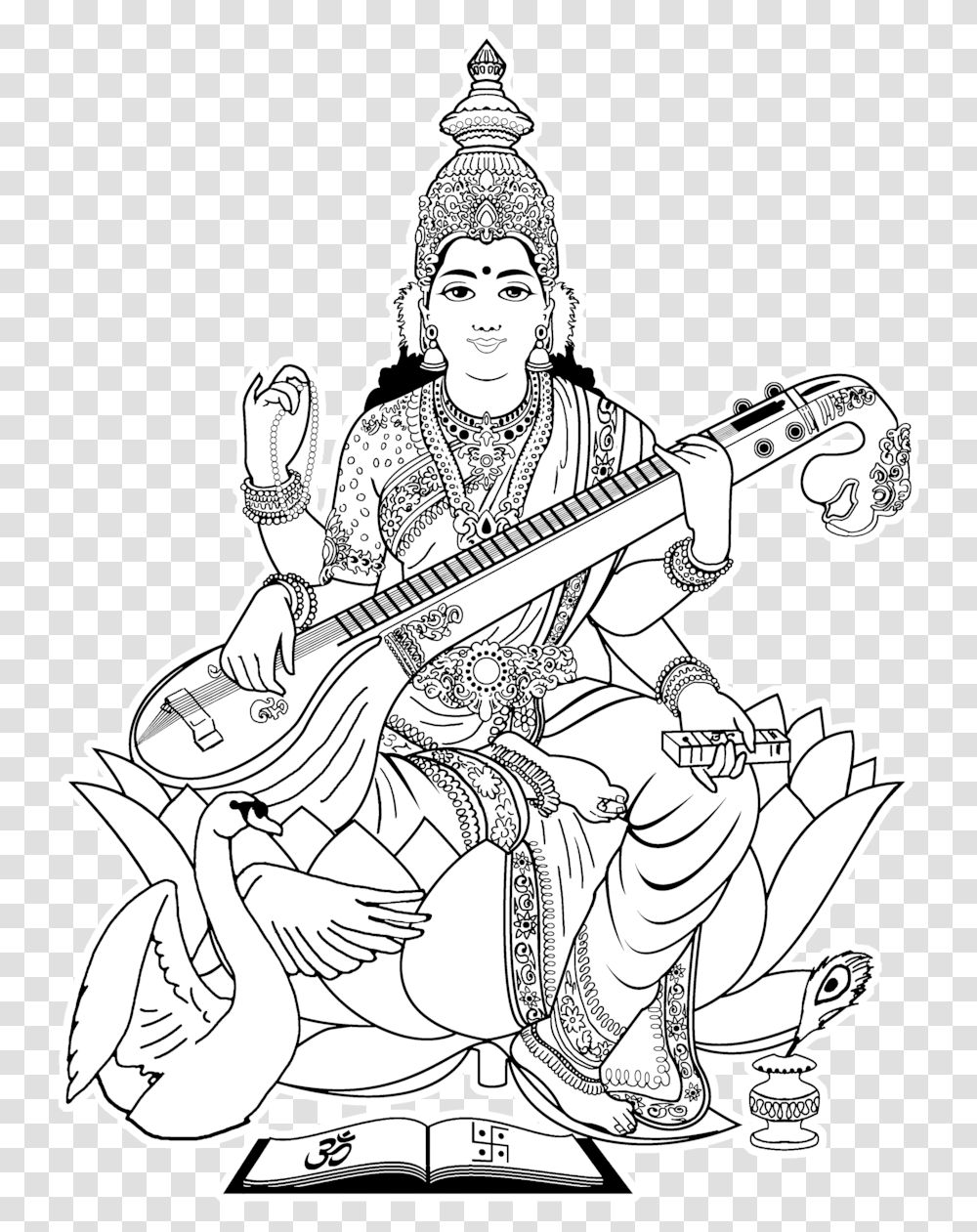 Saraswati Sarswati Maa Clipart, Guitar, Leisure Activities, Musical Instrument, Person Transparent Png