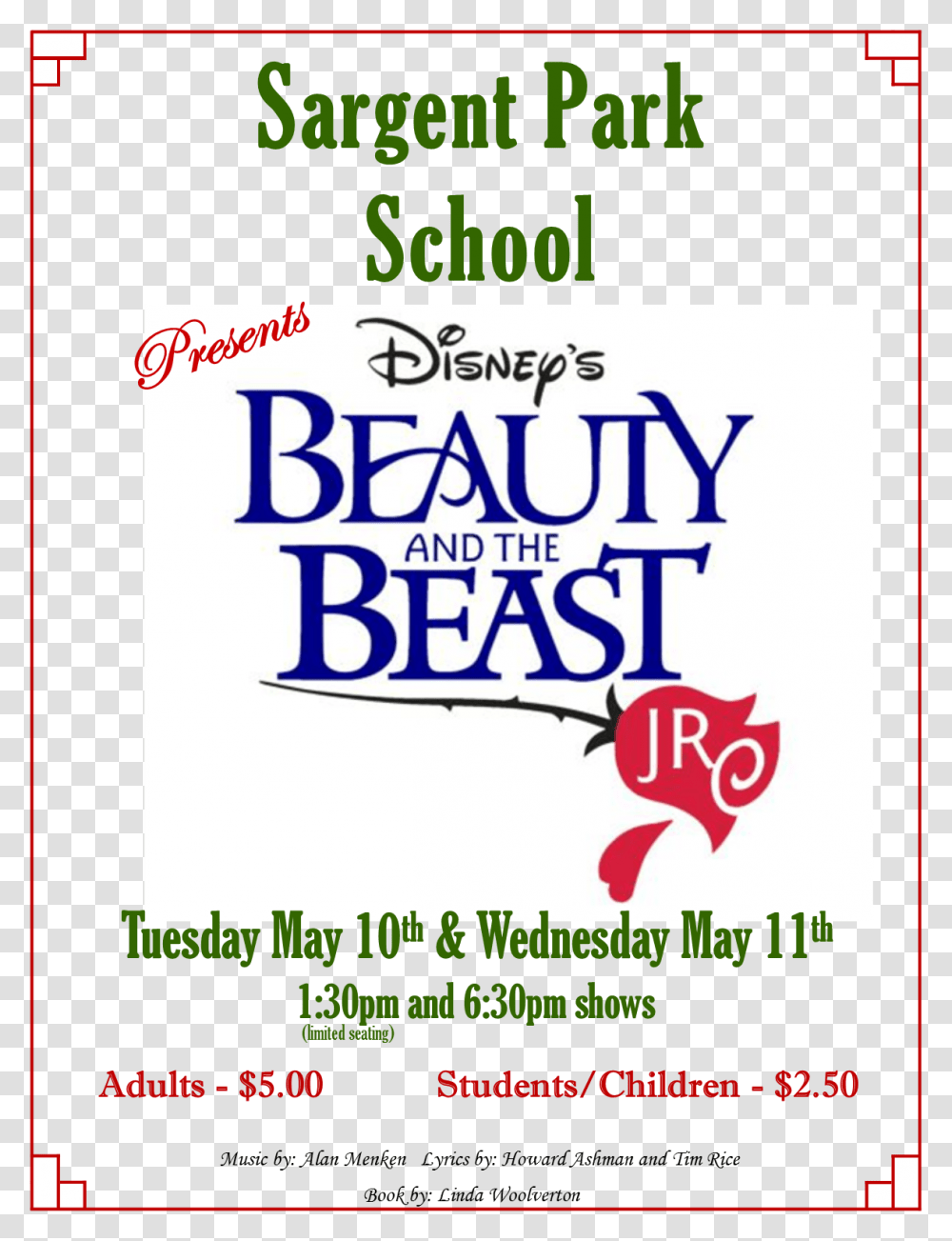 Sargent Park Will Be Presenting The Musical Beauty Beauty And The Beast Jr, Advertisement, Alphabet, Poster Transparent Png