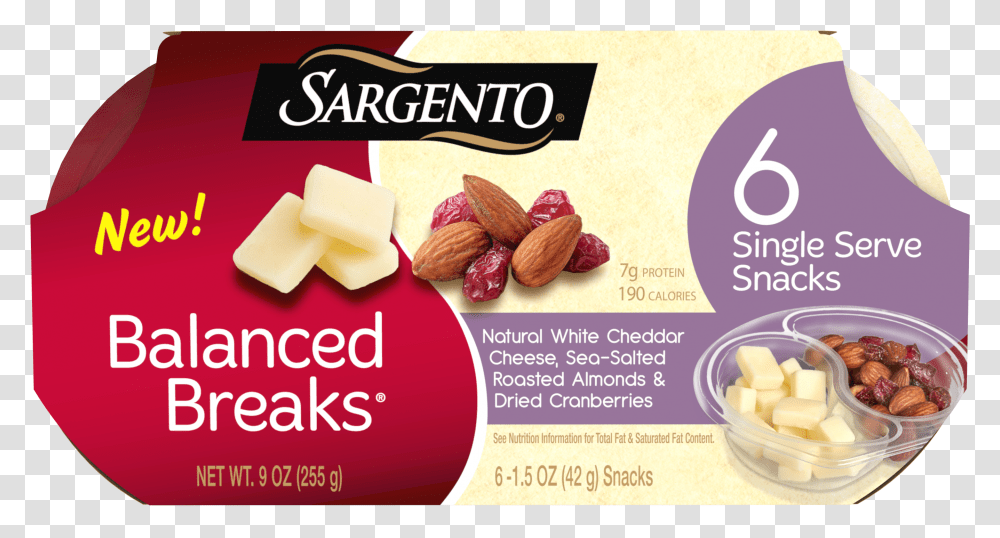 Sargento Balanced Breaks Natural White Cheddar Cheese Sargento Balanced Breaks, Plant, Almond, Nut, Vegetable Transparent Png