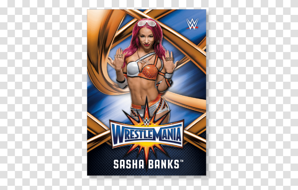 Sasha Banks 2017 Wwe Road To Wrestlemania Wrestlemania Wwe Undertaker Trading Cards, Costume, Poster, Advertisement, Person Transparent Png