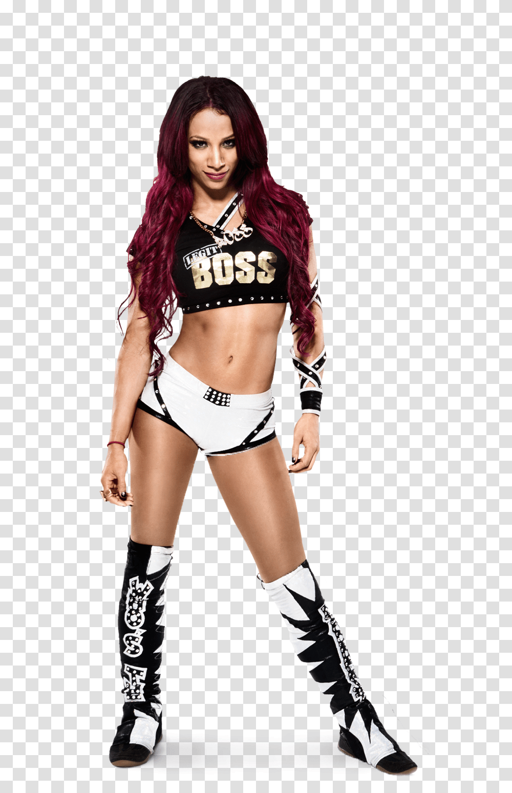 Sasha Banks Black And White Attire, Person, Female, Costume Transparent Png