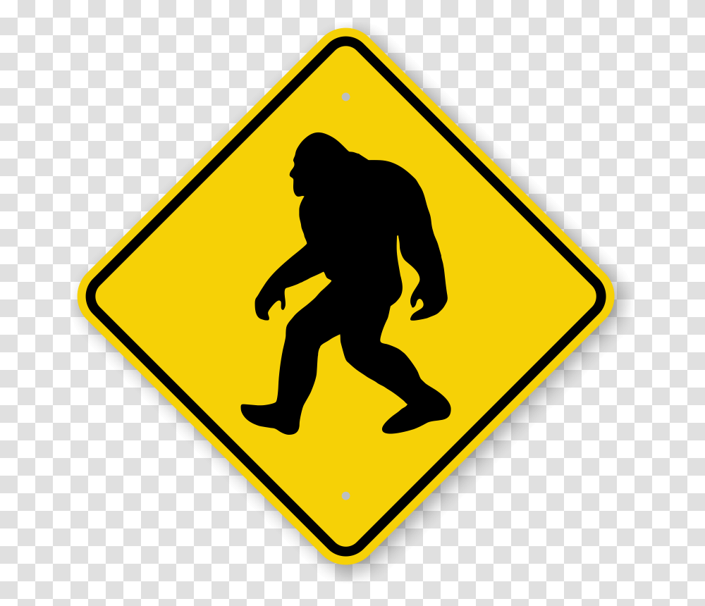 Sasquatch Crossing Sign, Person, Human, Road Sign Transparent Png