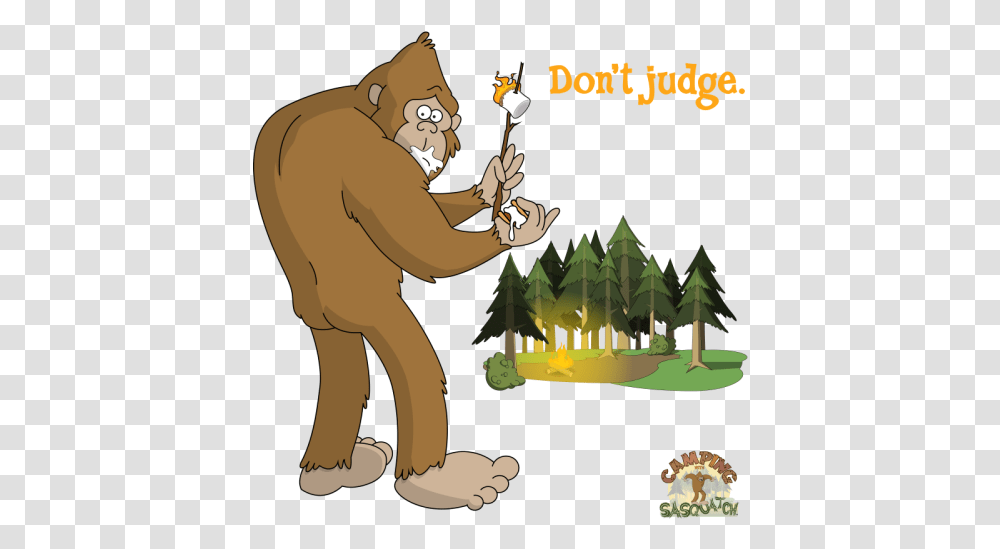 Sasquatch Loves S'mores Don't Judge By The Lethal Chicken Cartoon, Person, Plant, Outdoors, Vegetation Transparent Png