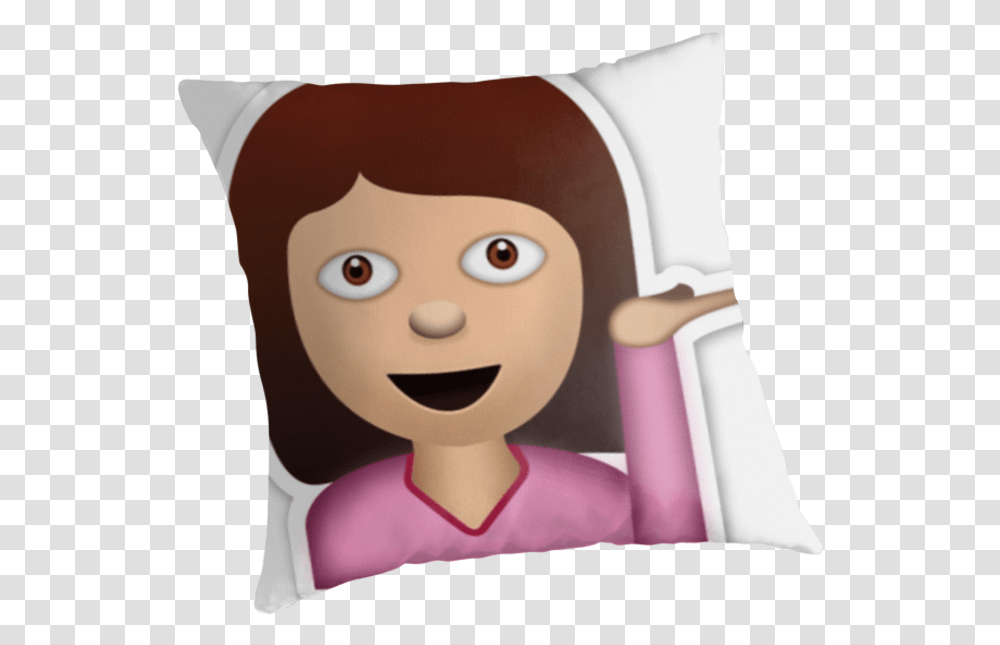 Sassy Girl Emoji, Pillow, Cushion, Person, Toy Transparent Png