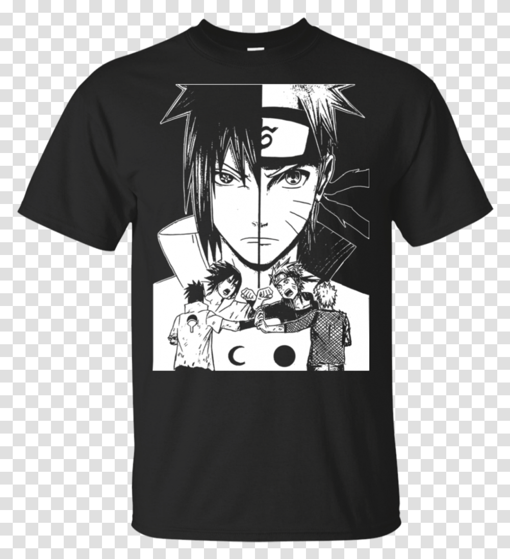 Sasuke And Naruto Half Face Each T Shirt For Fan Lt04 Music Is Life Shirt, Clothing, Apparel, T-Shirt, Person Transparent Png