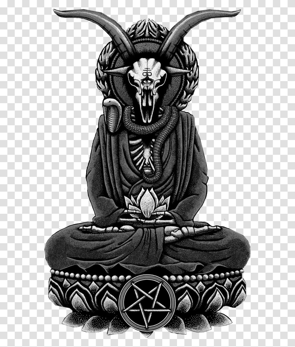 Satan Devil Baphomet Leviathan Satana Dyavol Baphomet Buddha, Statue, Sculpture, Worship Transparent Png
