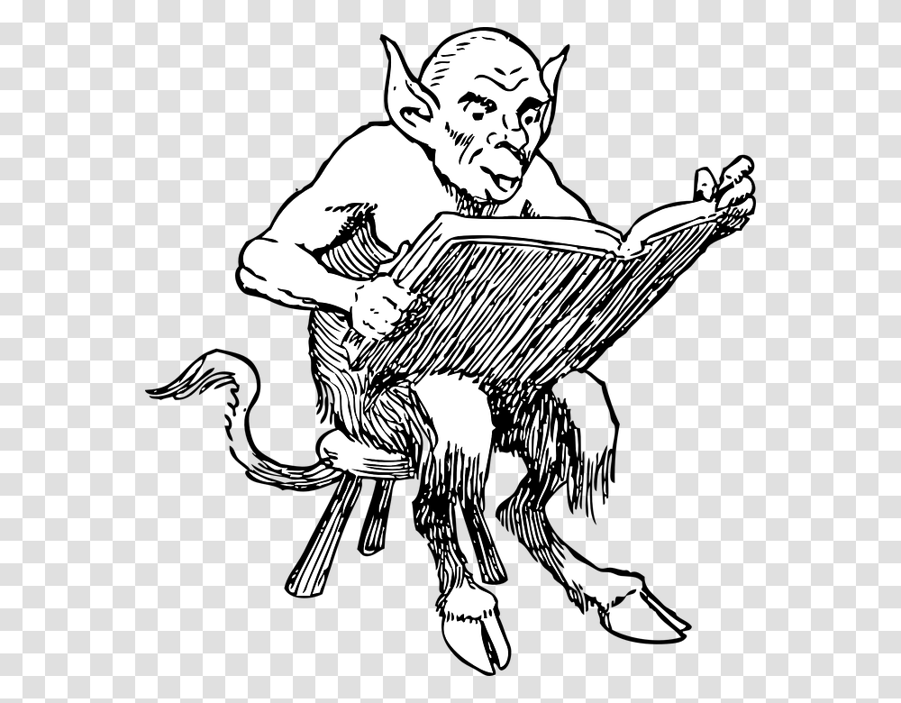 Satans Lucifer Libro Demonio Diablo Leer Demon Reading A Book, Person, Human, Drawing Transparent Png