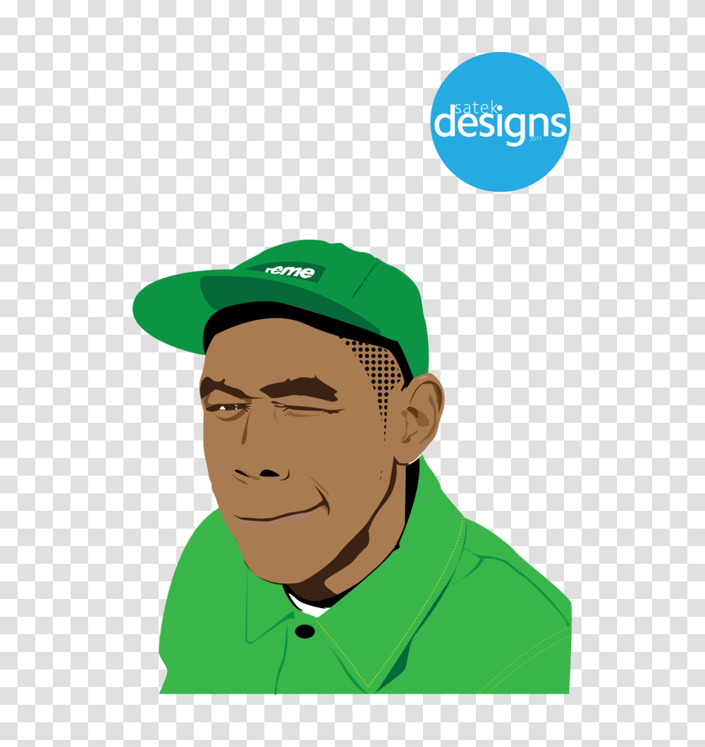 Satek Designs Tyler The Creator Print, Green, Person, Baseball Cap Transparent Png