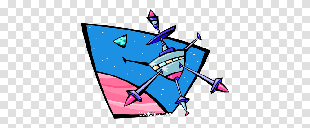 Satellite In Orbit Royalty Free Vector Clip Art Illustration, Airplane, Aircraft, Vehicle, Transportation Transparent Png