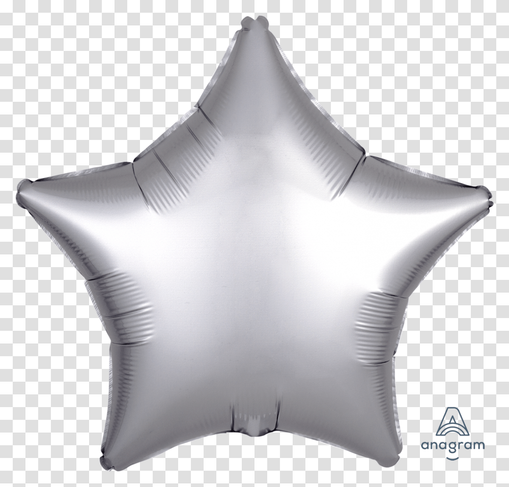 Satin Luxe Platinum Silver Star Balloon Silver Foil Balloon Star, Symbol, Star Symbol, Clothing, Apparel Transparent Png