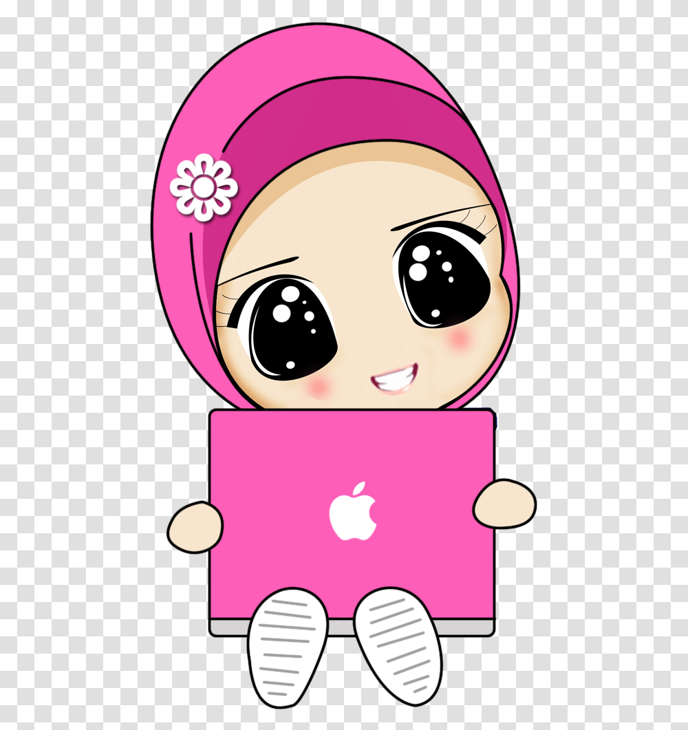 Satire Drawing Islam Cute Cartoon Muslimah Girl, Electronics, Label Transparent Png