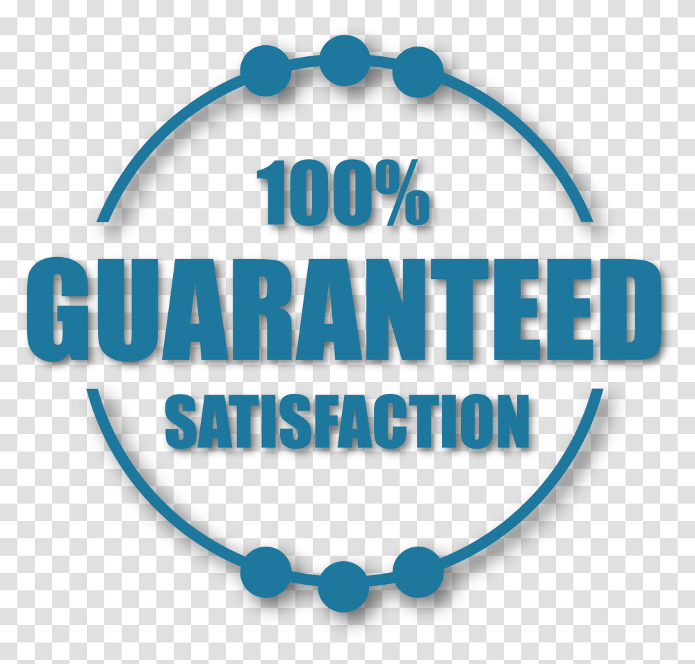 Satisfaction Guaranteed Image With Dot, Text, Logo, Symbol, Trademark Transparent Png