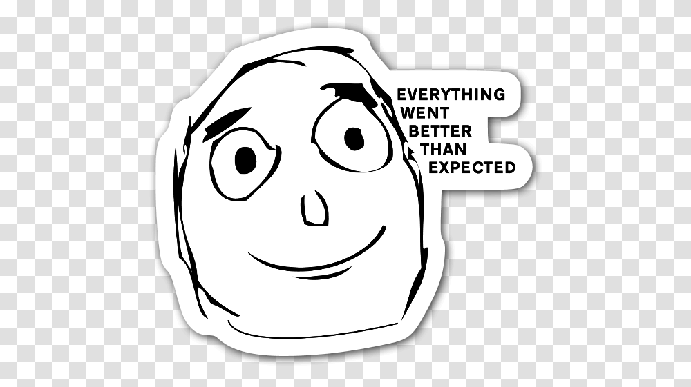 Satisfied Meme Sticker It's Better Than I Expected, Stencil, Face, Drawing Transparent Png