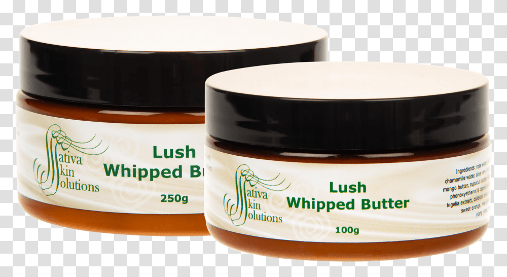 Sativa Lush Whipped Butter Cosmetics, Bottle, Bowl, Label Transparent Png