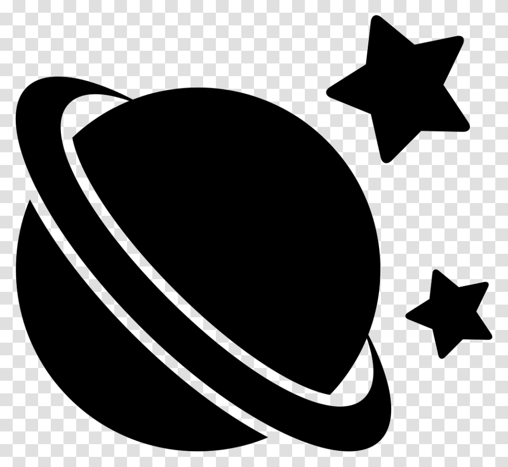 Saturn Black Shape With Stars Around Comments Black Saturn, Apparel, Hat Transparent Png