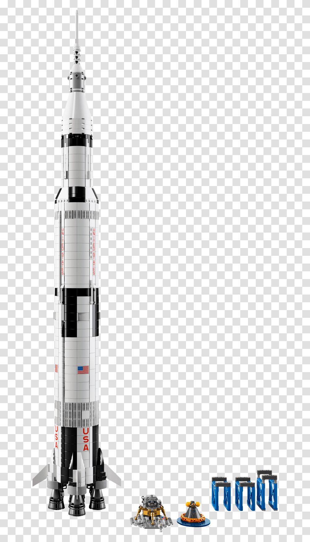 Saturn Rocket Lego Apollo Saturn V, Vehicle, Transportation, Missile, Plot Transparent Png