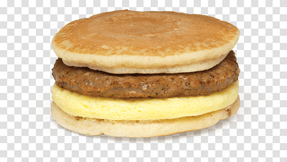 Sausage And Egg Pancake Sandwich Sausage Pancake Sandwich, Burger, Food, Bread, Plant Transparent Png
