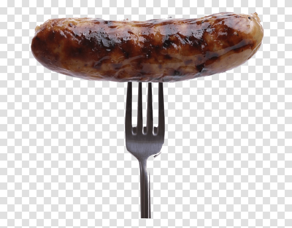 Sausage, Fork, Cutlery, Food, Bread Transparent Png
