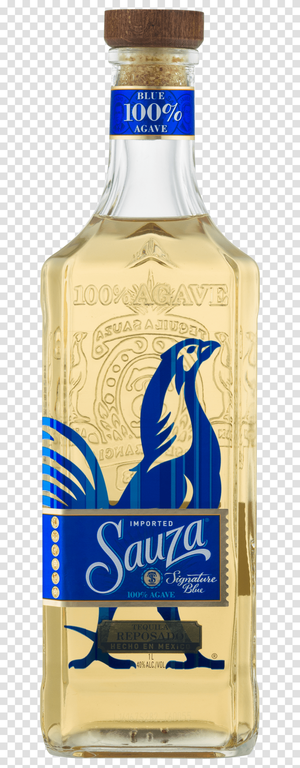 Sauza Signature Blue Reposado Tequila, Beer, Alcohol, Beverage, Bottle Transparent Png