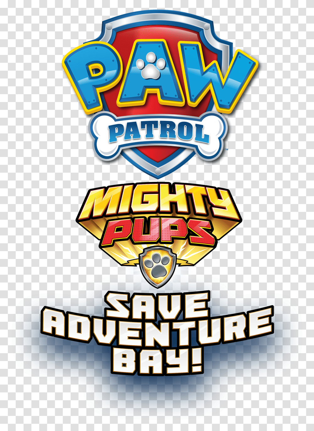Save Adventure Paw Patrol Mighty Pups Logo, Text, Leisure Activities, Label, Symbol Transparent Png