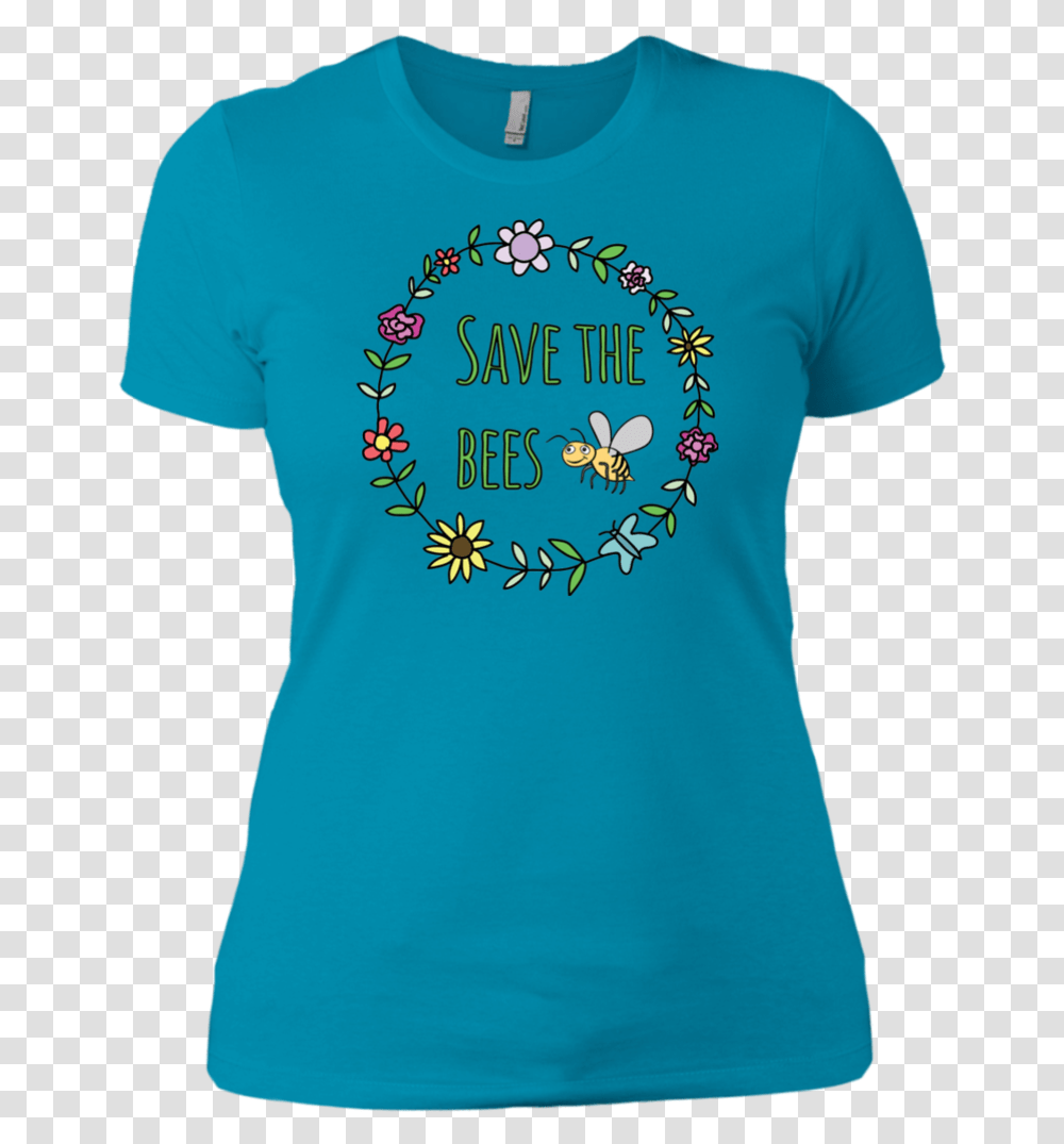 Save The Bees Flower Garland Ladies' Short Sleeve T Shirt, Clothing, Apparel, T-Shirt, Plant Transparent Png