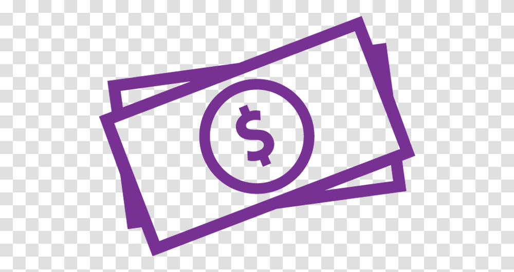 Save Time And Money Dollar Bills Icon Money Icon Purple, Number, Symbol, Text, Recycling Symbol Transparent Png