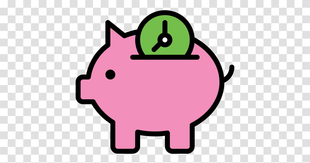 Save Time Icon Of Colored Outline Style Language, Piggy Bank Transparent Png