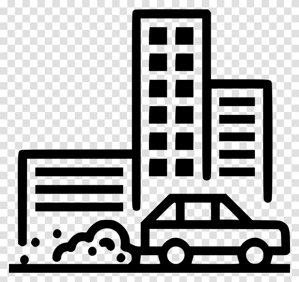 Savefuel Waste Building Svg Building With Car Icon, Vehicle, Transportation, Van, Brick Transparent Png